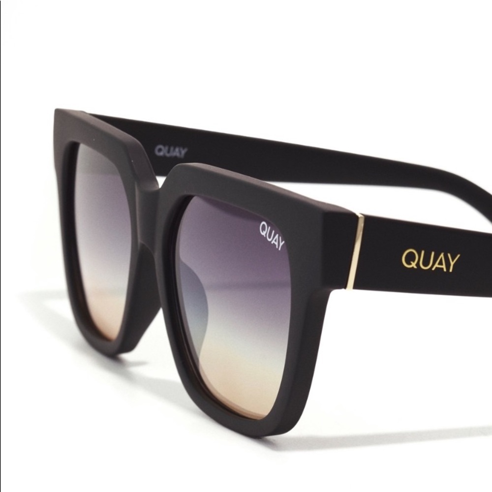 Quay Australia PSA Matte Black Gold Sunglasses NWT - Picture 7 of 9